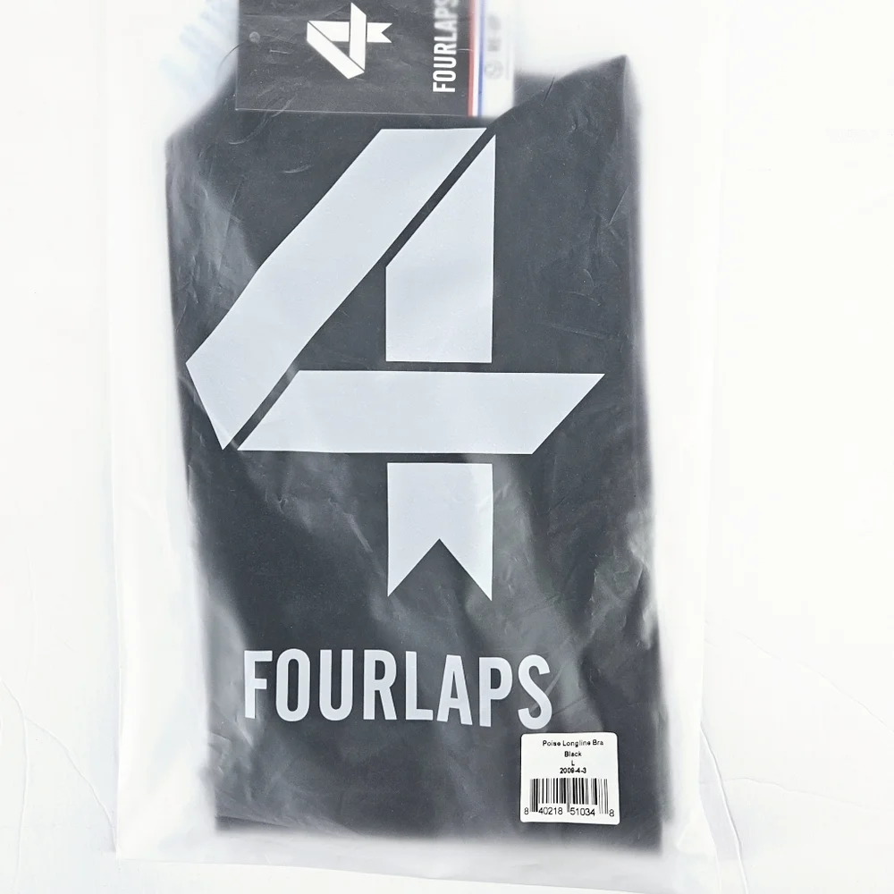 Fourlaps Poise Longline Bra Black L Large Athletic Athleisure Gym Soft NWT